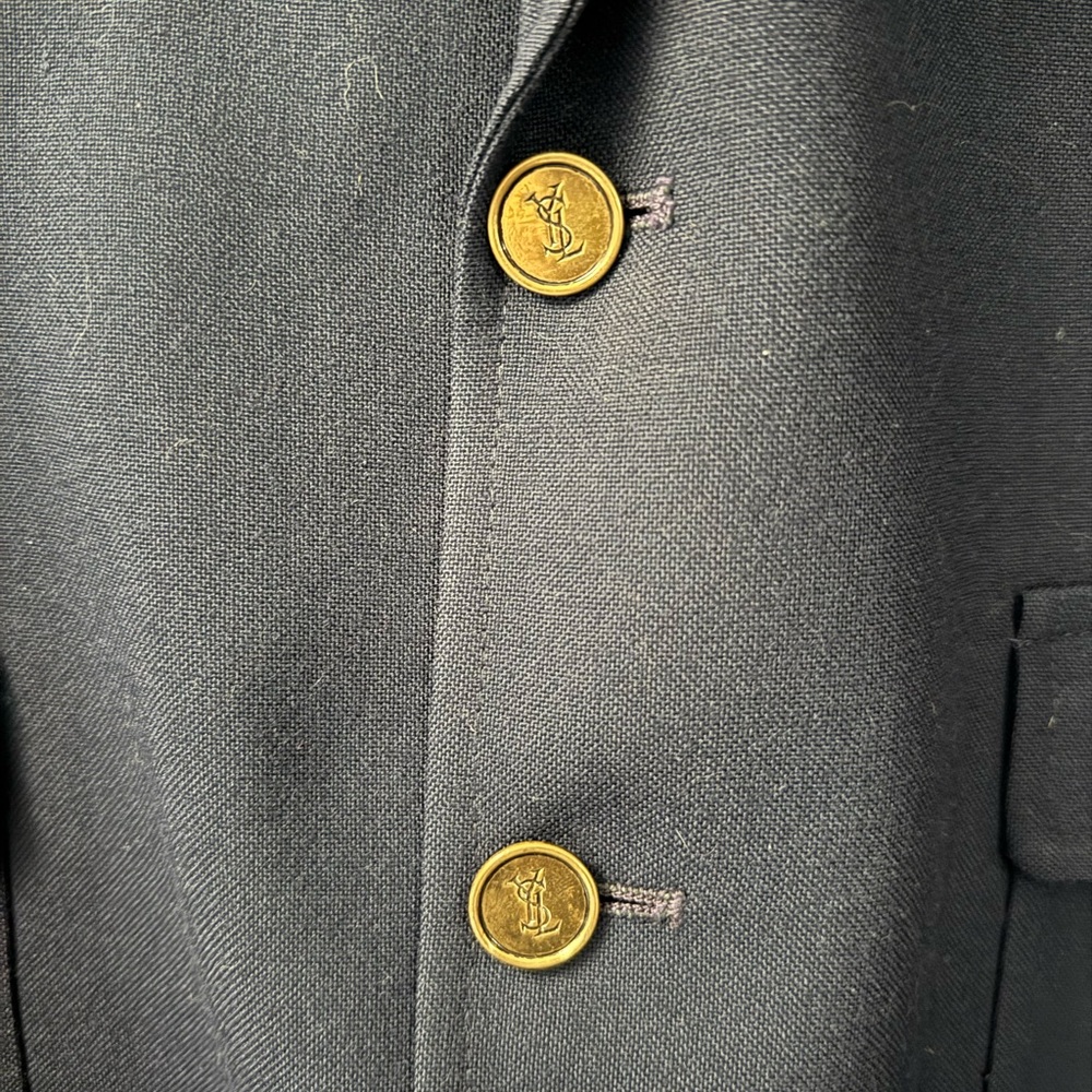 Yves Saint Laurent Men’s Navy Suit Jacket Blazer with Signature Gold Buttons - Picture 7 of 9